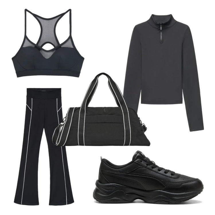 Outfit donna - Total look #2469309. Stile Sporty chic per Sport. Abbinamento con leggings sportivo, borse sportive, top sportivi, t-shirt sportive, sneakers.