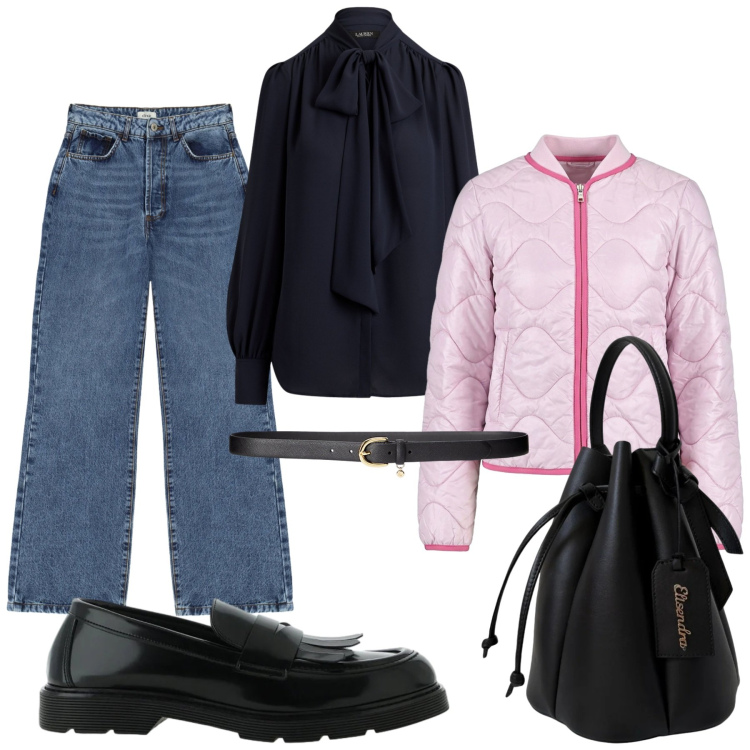 Outfit donna - Total look #2469346. Stile Basic per Tutti i giorni. Abbinamento con mocassini, jeans, borse a secchiello, piumini, cinture, bluse.