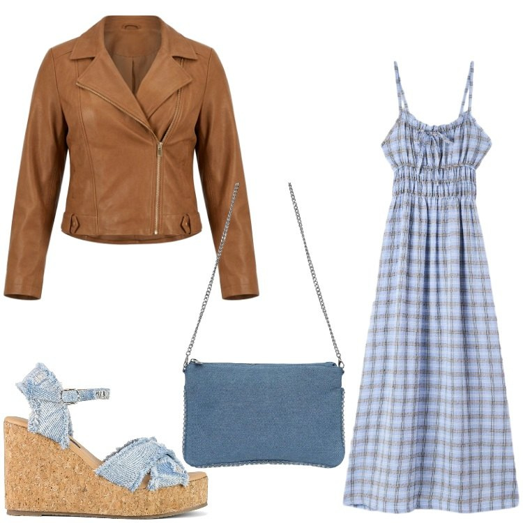 Outfit donna - Romantica rock. Stile Romantica per Serata fuori. Abbinamento con vestiti lunghi, borse a tracolla, giacche, zeppe.