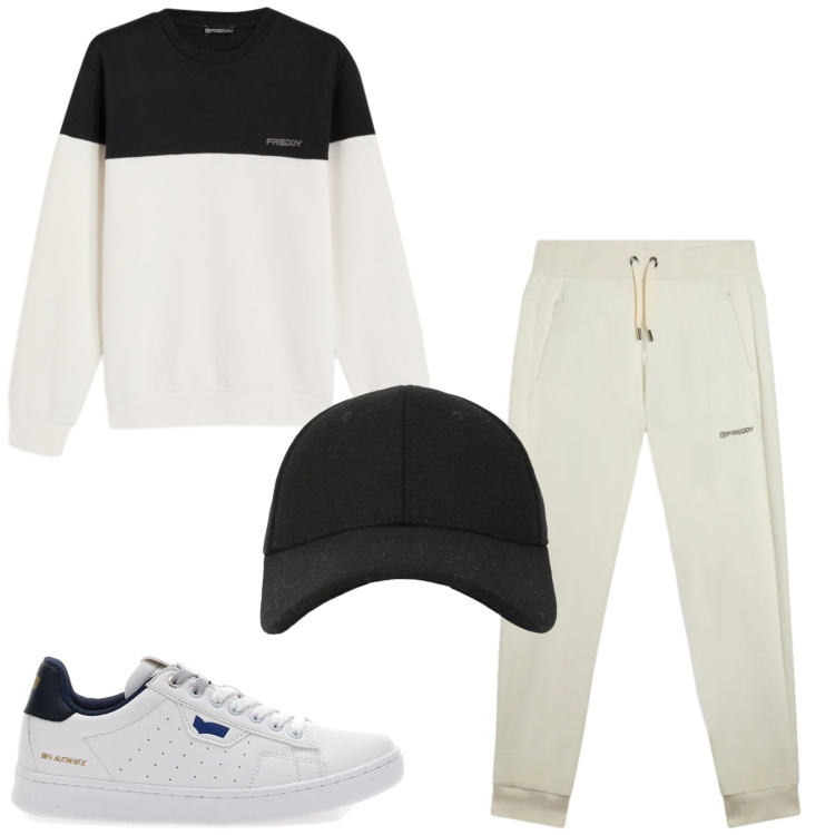 Outfit uomo - Total look #2469382. Stile Casual per Sport. Abbinamento con cappelli con visiera, pantaloni, felpe, sneakers.