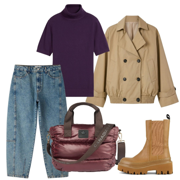 Outfit donna - Stivaletti da pioggia. Stile Casual per Tutti i giorni. Abbinamento con pullovers, trench, jeans, borse a tracolla, stivaletti chelsea.
