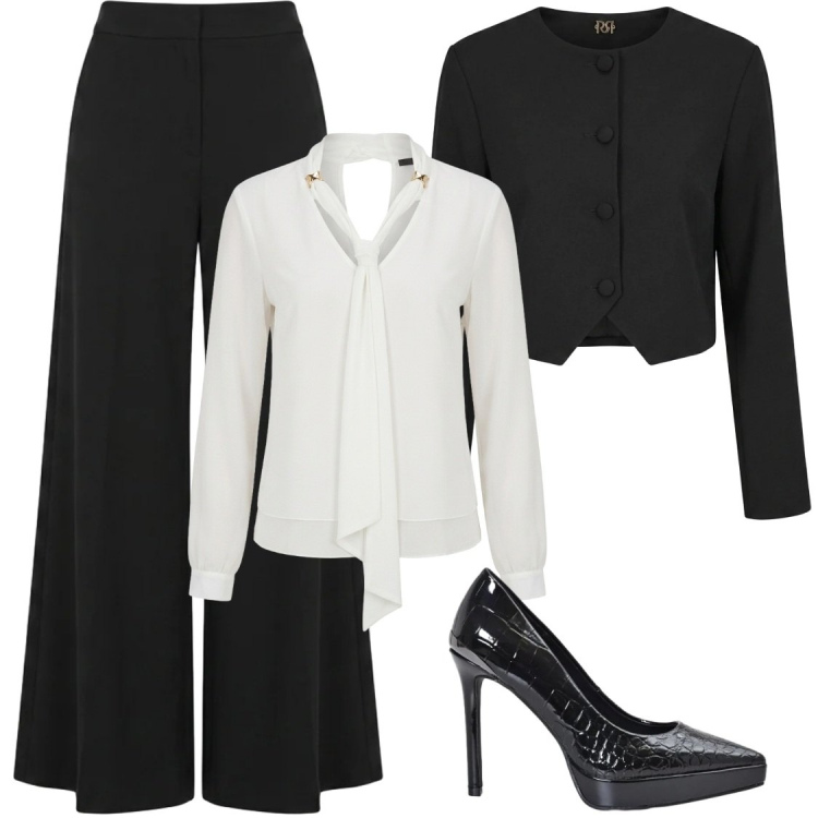 Outfit donna - Total look #2469484. Stile Chic per Serata fuori. Abbinamento con décolleté, blazer, pantaloni, bluse.