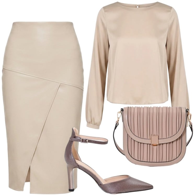 Outfit donna - Total look #2469490. Stile Chic per Serata fuori. Abbinamento con borse a tracolla, gonne longuette, décolleté, bluse.