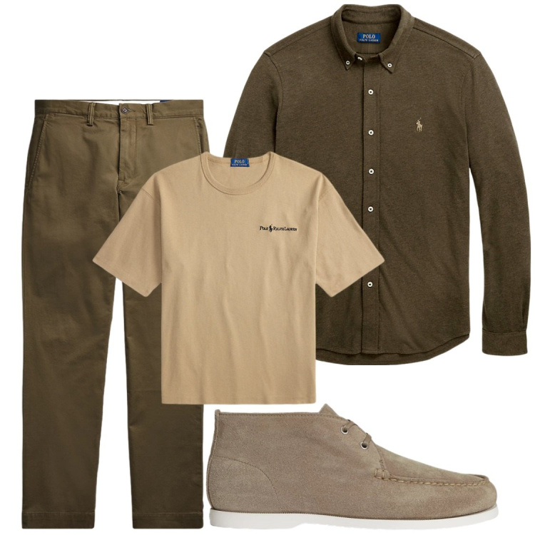 Outfit uomo - Total look #2469507. Stile Trendy per Ufficio. Abbinamento con camicie, t-shirt, pantaloni, scarpe stringate.