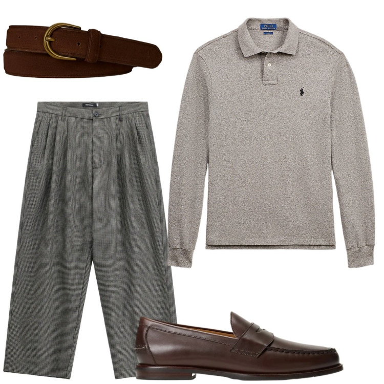 Outfit uomo - Total look #2469509. Stile Trendy per Ufficio. Abbinamento con pantaloni, polo, scarpe stringate, cinture.