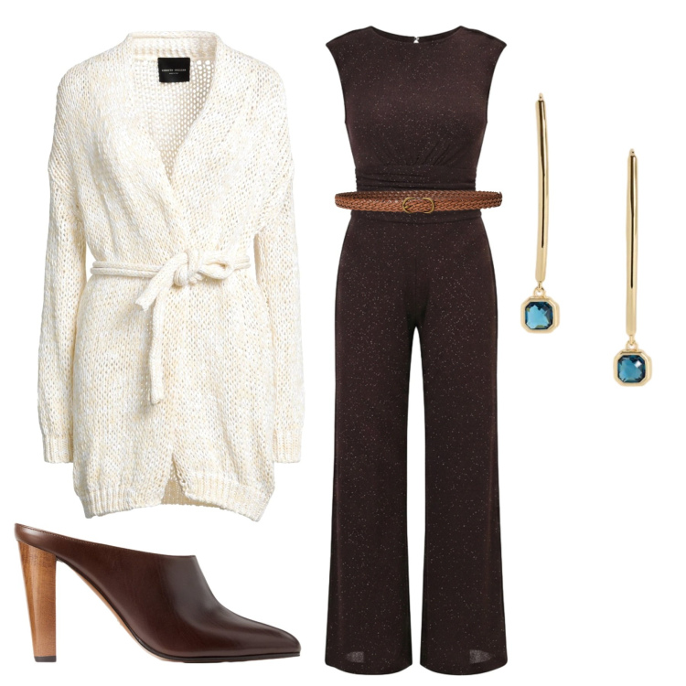 Outfit donna - Total look #2469549. Stile Chic per Serata fuori. Abbinamento con cardigans, tute, cinture, sabot, orecchini.