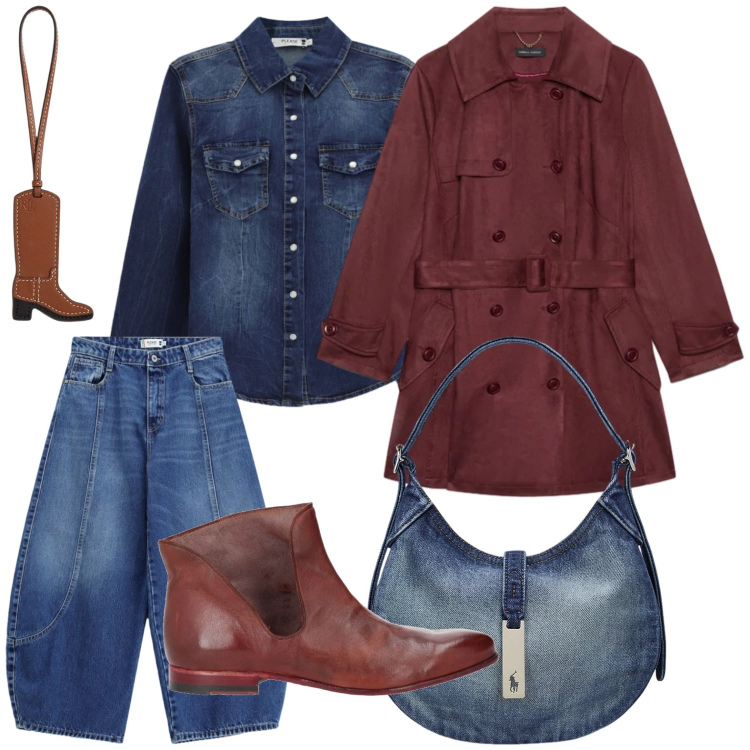 Outfit donna - Jeans lover. Stile Casual per Tutti i giorni. Abbinamento con stivaletti, camicie, jeans, trench, borse a spalla, ciondoli.
