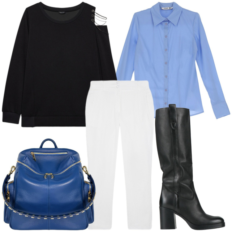 Outfit donna - Stivale black. Stile Urban per Tutti i giorni. Abbinamento con stivali, camicie, pantaloni, felpe, zaini.