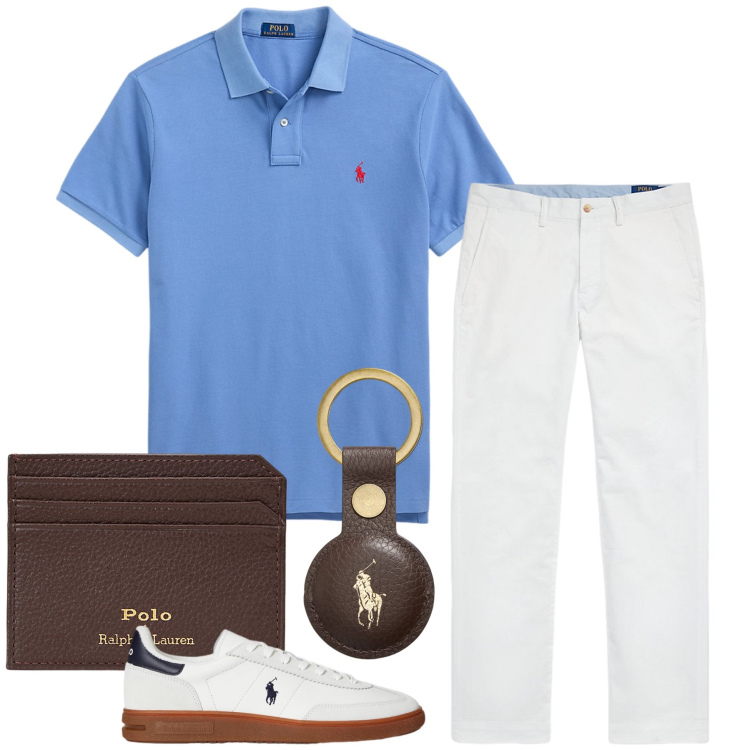 Outfit uomo - Arturo. Stile Casual per Tutti i giorni. Abbinamento con pantaloni, portafogli, sneakers, polo, portachiavi.
