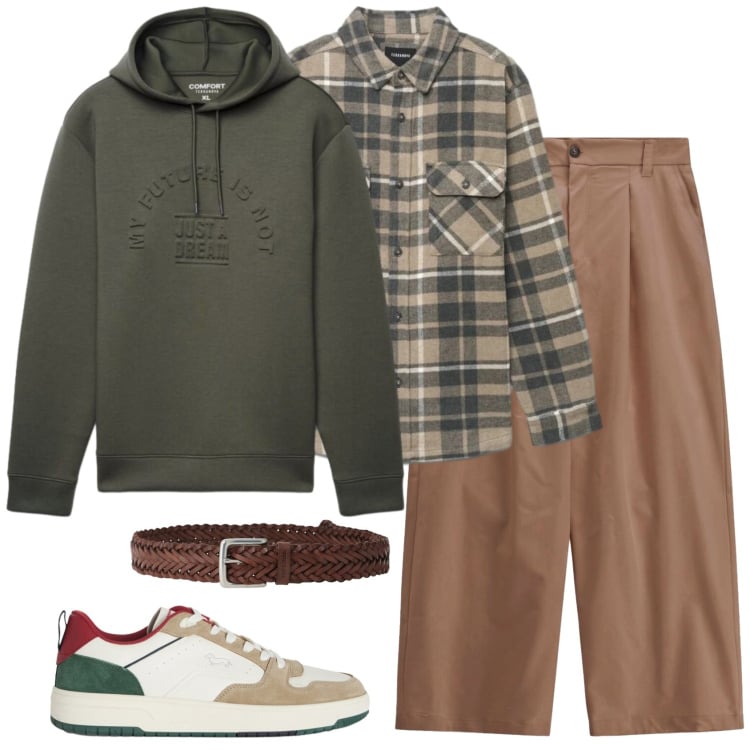 Outfit uomo - Urban September. Stile Urban per Tutti i giorni. Abbinamento con sneakers, pantaloni, cinture, camicie, felpe con cappuccio.