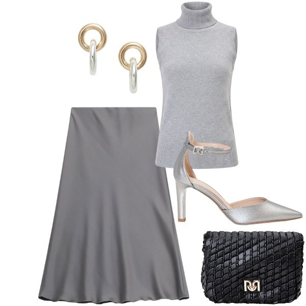 Outfit donna - Il primo smanicato. Stile Bon Ton per Ufficio. Abbinamento con gonne longuette, décolleté, borse a tracolla, camicie a manica corta, orecchini.