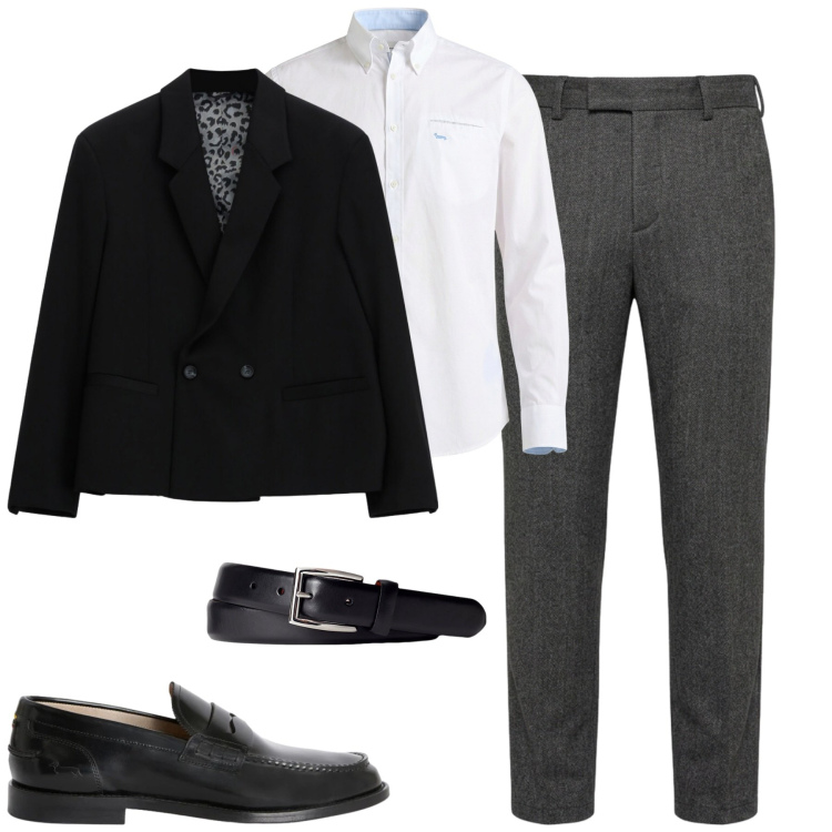 Outfit uomo - City. Stile Business/Elegante per Tutti i giorni. Abbinamento con scarpe stringate, camicie, pantaloni, giacche, cinture.