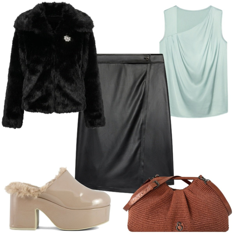 Outfit donna - Aperitivo di Settembre : glamour. Stile Glamour per Serata fuori. Abbinamento con bluse, gonne longuette, clutch, blazer, sabot.