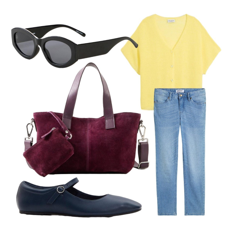 Outfit donna - Cool bonprix. Stile Basic per Tutti i giorni. Abbinamento con jeans, ballerine, cardigans, occhiali da sole, borse a mano.