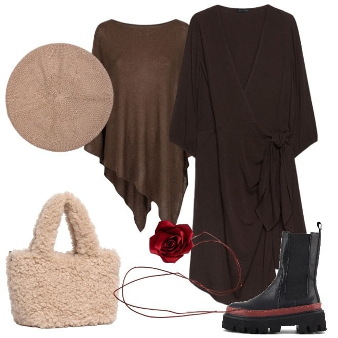 Outfit donna - Basco alla francese. Stile Glamour per Tutti i giorni. Abbinamento con vestiti corti, cappotti, cappelli, borse a mano, collane, stivaletti chelsea.
