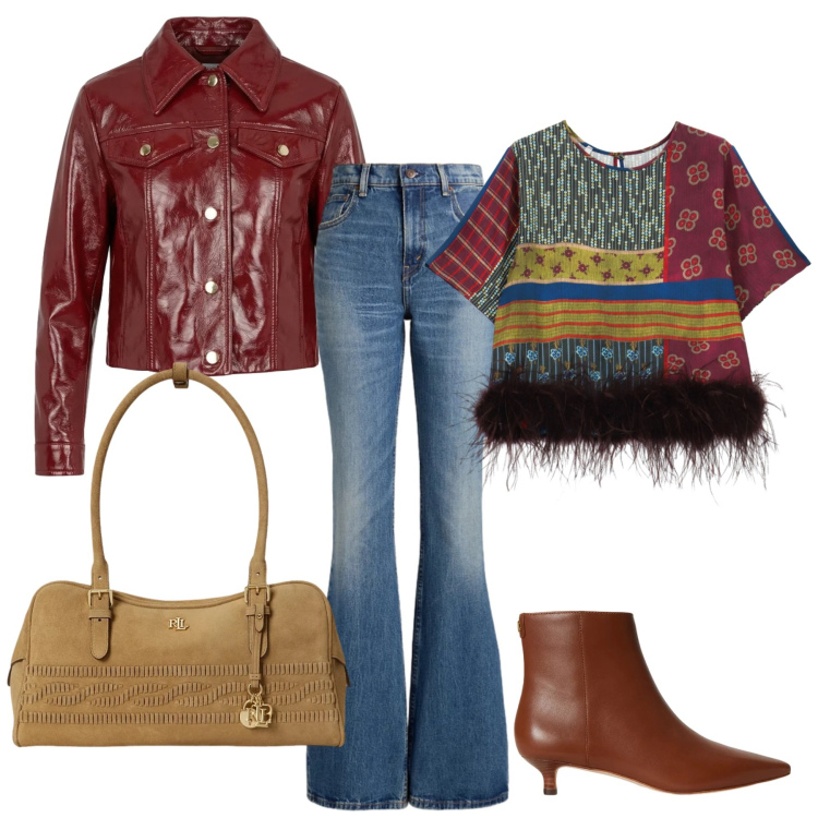 Outfit donna - Autunno alle porte. Stile Trendy per Tutti i giorni. Abbinamento con giacche, top, jeans, stivaletti, borse a spalla.