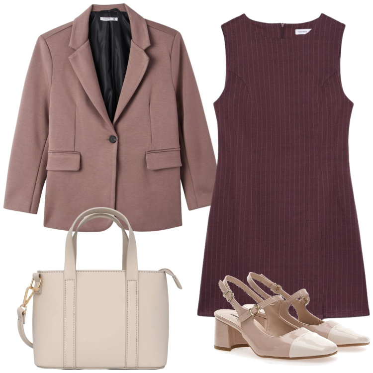 Outfit donna - Total look #2469953. Stile Chic per Ufficio. Abbinamento con blazer, borse a tracolla, vestiti a tubino, décolleté.