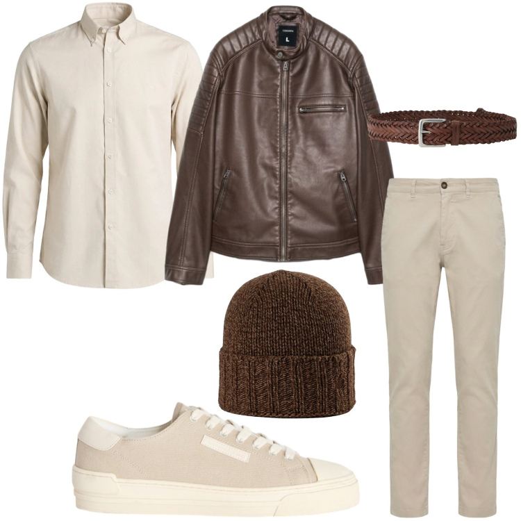 Outfit uomo - Look raffinato. Stile Trendy per Tutti i giorni. Abbinamento con sneakers, camicie, pantaloni, cinture, giacche, berretti.