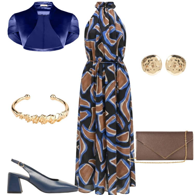 Outfit donna - Total look #2470023. Stile Chic per Cerimonia. Abbinamento con décolleté, braccialetti, orecchini, bolero, vestiti lunghi, clutch.