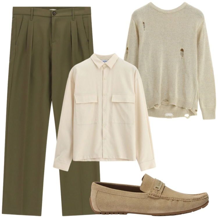 Outfit uomo - Andiamo in quel locale nuovo?. Stile Trendy per Serata speciale. Abbinamento con scarpe stringate, maglieria, pantaloni, camicie.