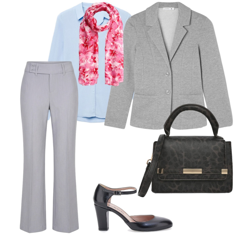 Outfit donna - Terranova curvy. per Ufficio. Abbinamento con blazer, camicie, foulard, pantaloni, borse a tracolla, décolleté.