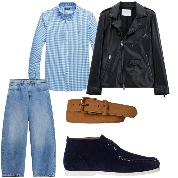 Outfit uomo - Classico moderno. Stile Casual per Tutti i giorni. Abbinamento con jeans, giacche, camicie, cinture, scarpe stringate.