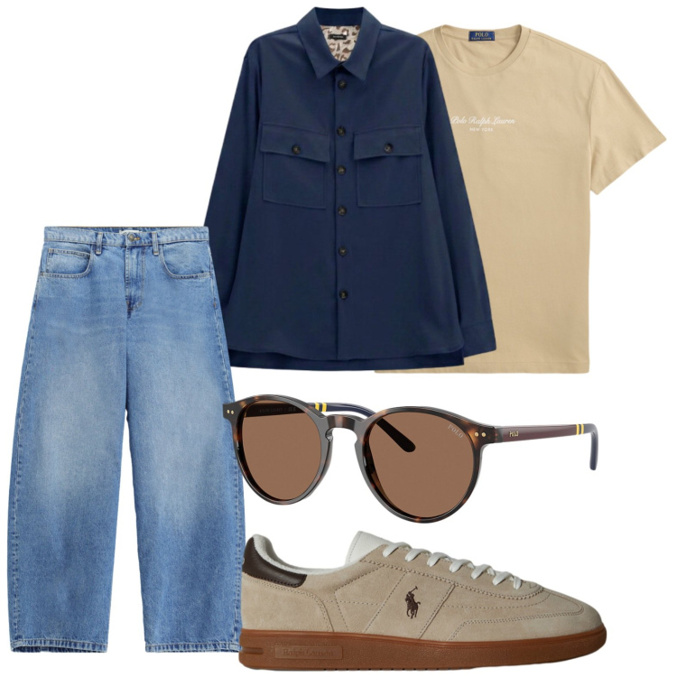 Outfit uomo - Urbano essenziale. Stile Urban per Tutti i giorni. Abbinamento con jeans, camicie, occhiali da sole, sneakers, t-shirt.