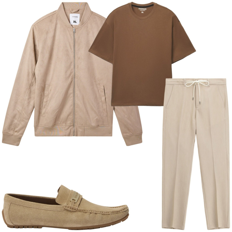 Outfit uomo - Total look #2470085. Stile Trendy per Tutti i giorni. Abbinamento con scarpe stringate, pantaloni, bomber, t-shirt.