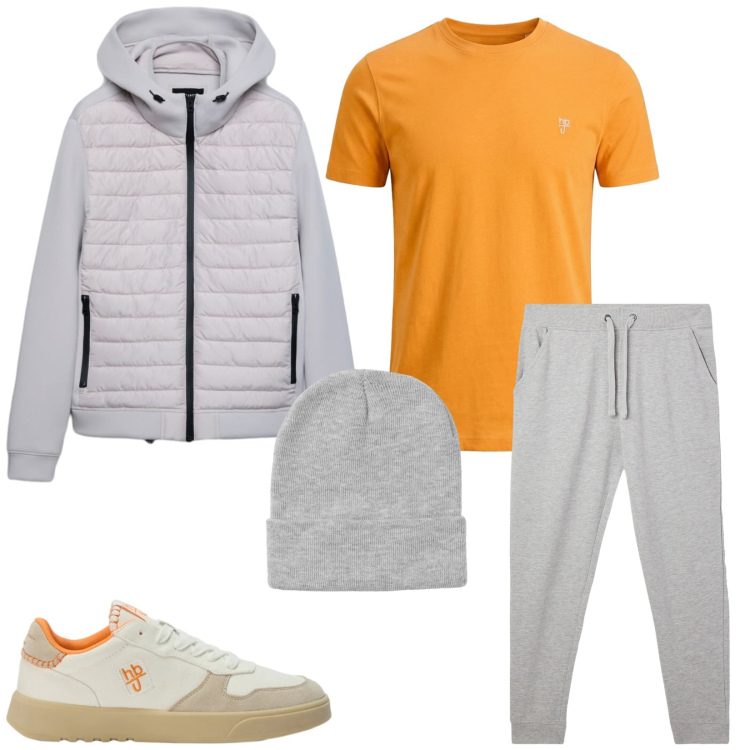Outfit uomo - Total look #2470087. Stile Urban per Sport. Abbinamento con sneakers, t-shirt, pantaloni, berretti, giacche.