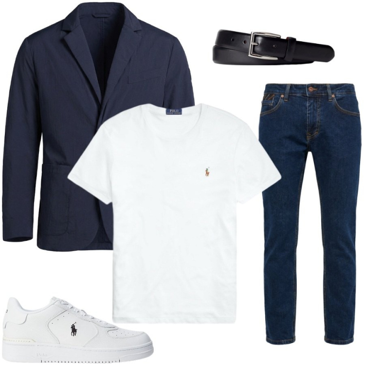 Outfit uomo - Minimal. Stile Trendy per Tutti i giorni. Abbinamento con pantaloni, giacche, sneakers, cinture, t-shirt.