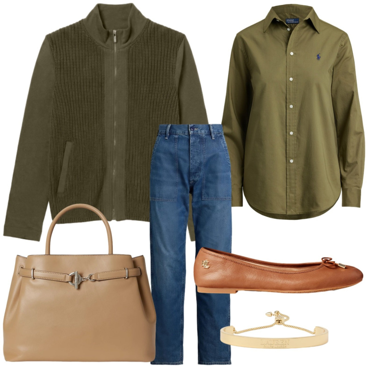 Outfit donna - Urbsn cool. Stile Casual per Tutti i giorni. Abbinamento con felpe, jeans, camicie, ballerine, braccialetti, borse a mano.