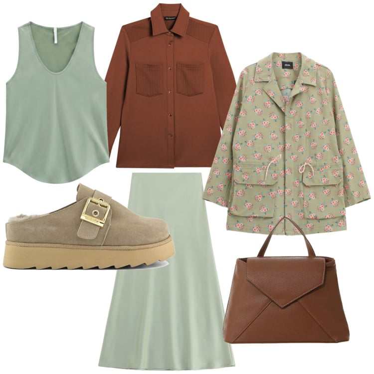 Outfit donna - Giacca sporty. Stile Glamour per Tutti i giorni. Abbinamento con canottiere, borse a mano, gonne lunghe, parka, camicie, sabot.