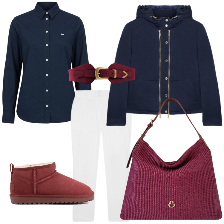 Outfit donna - Sofisticata 24H. Stile Casual per Tutti i giorni. Abbinamento con cinture, camicie, blazer, pantaloni, borse a spalla, stivaletti.