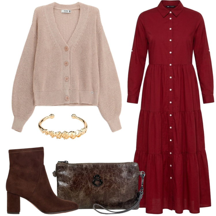 Outfit donna - Signorina. Stile Romantica per Scuola/Università. Abbinamento con braccialetti, stivaletti, vestiti chemisier, cardigans, pochette.