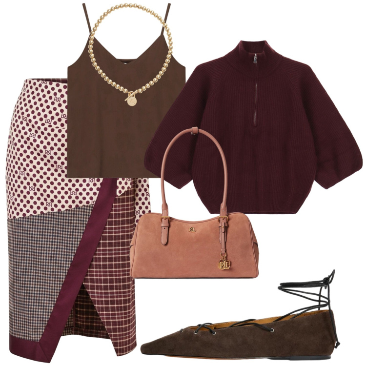 Outfit donna - Total look #2470274. Stile Vintage retrò per Serata fuori. Abbinamento con top, maglieria, gonne longuette, collane, borse a mano, ballerine.
