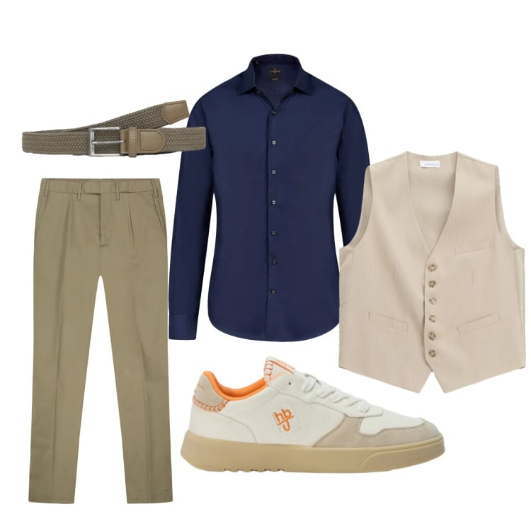 Outfit uomo - Total look #2470290. Stile Business/Elegante per Ufficio. Abbinamento con sneakers, gilet, cinture, camicie, pantaloni.