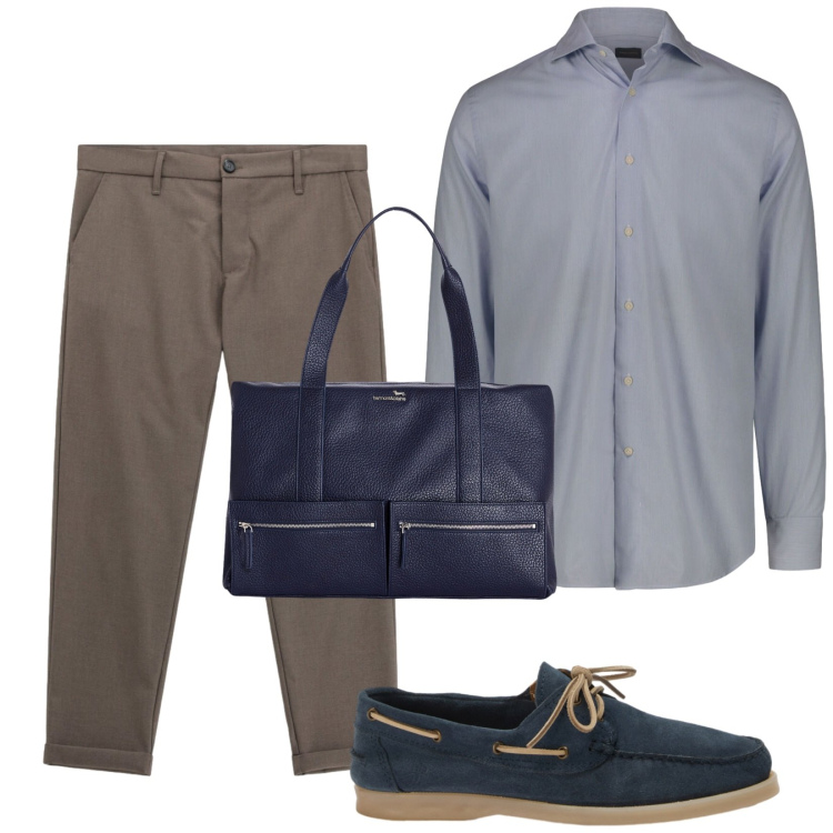 Outfit uomo - Total look #2470299. Stile Business/Elegante per Ufficio. Abbinamento con borse sportive, scarpe stringate, pantaloni, camicie.