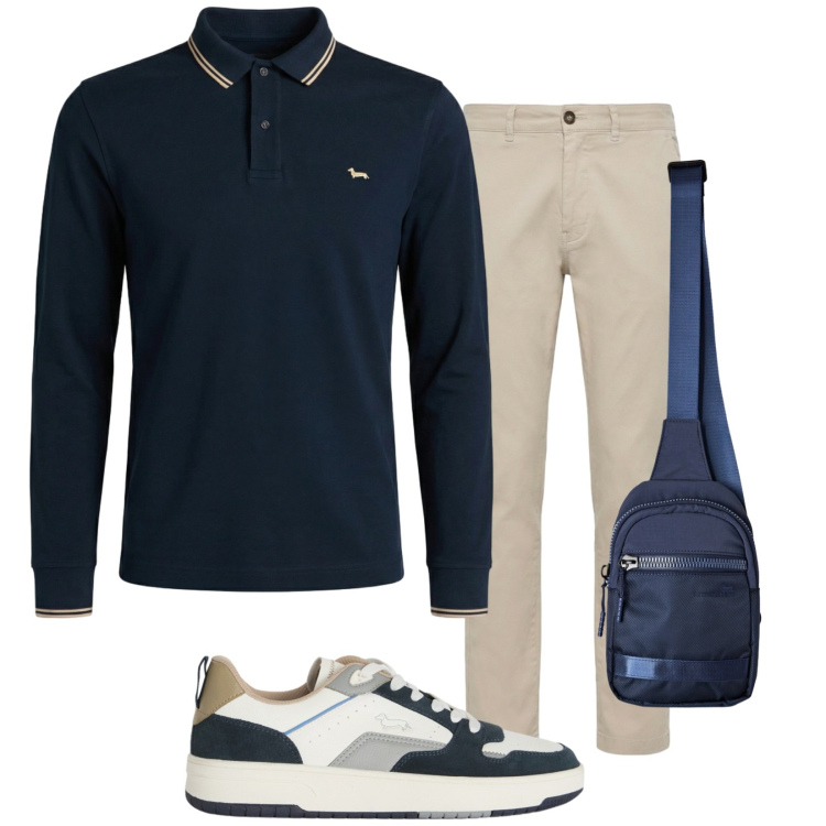 Outfit uomo - I love polo. Stile Trendy per Tutti i giorni. Abbinamento con polo, pantaloni, sneakers, borse sportive.