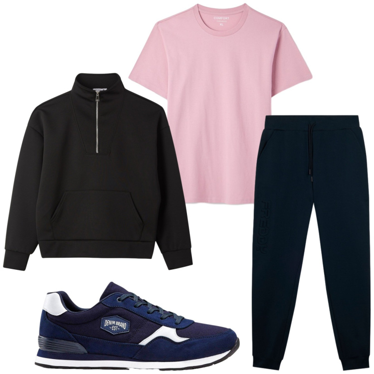Outfit uomo - Total look #2470312. Stile Casual per Sport. Abbinamento con sneakers, felpe, t-shirt, pantaloni.