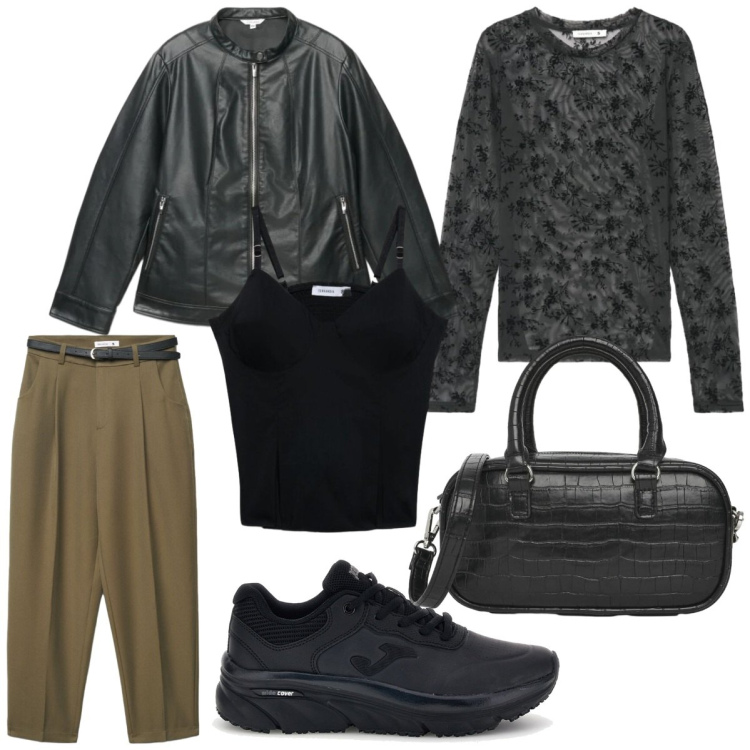 Outfit donna - Terranova Curvy Back To. Stile Sexy per Ufficio. Abbinamento con canottiere, borse a tracolla, pantaloni chino, t-shirt, blazer, sneakers.