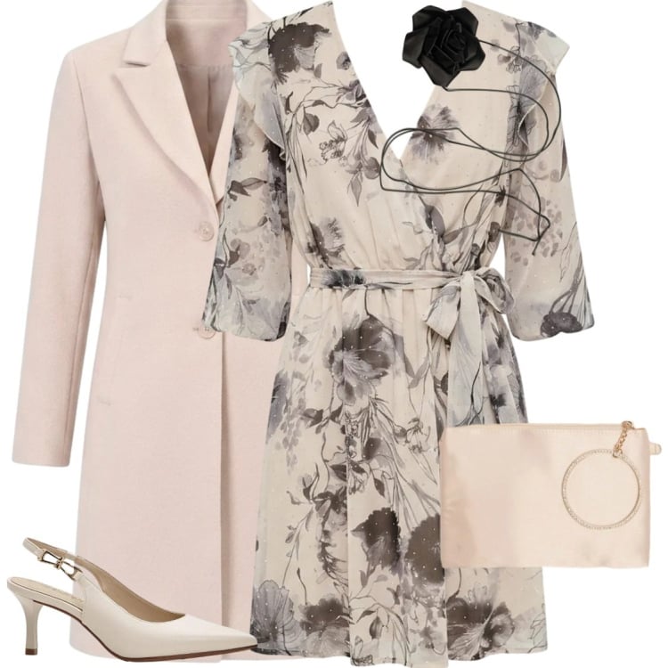 Outfit donna - Cerimonie in autunno. Stile Bon Ton per Cerimonia. Abbinamento con décolleté, vestiti corti, cappotti, pochette, collane.
