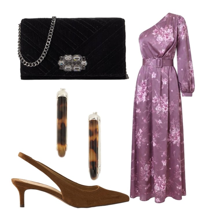 Outfit donna - Dettagli tartarugati. Stile Chic per Cerimonia. Abbinamento con vestiti lunghi, décolleté, borse a tracolla, orecchini.