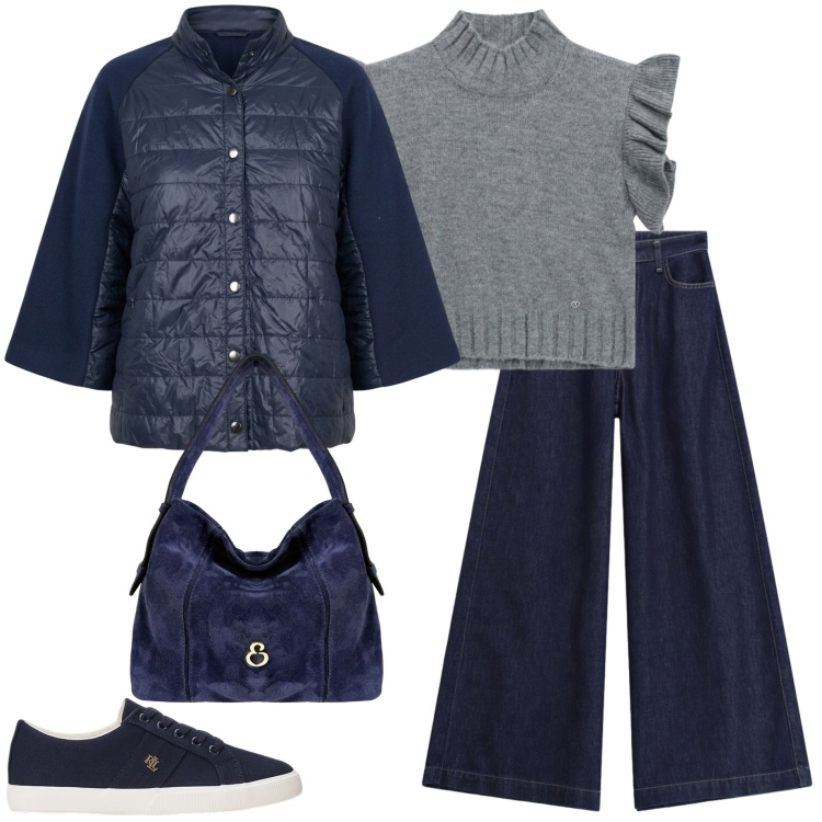 Outfit donna - Speciale accessori suade. Stile Casual chic per Tutti i giorni. Abbinamento con jeans, maglieria, borse a spalla, blazer, sneakers.