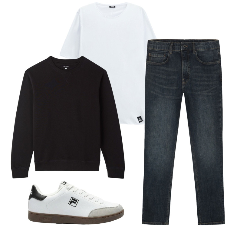 Outfit uomo - Total look #2470433. Stile Casual per Tutti i giorni. Abbinamento con sneakers, t-shirt, felpe, jeans.