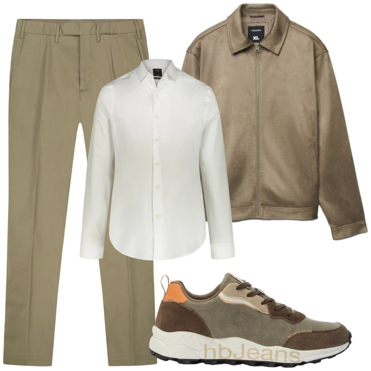 Outfit uomo - Autunno low cost. Stile Trendy per Ufficio. Abbinamento con sneakers, giacche, camicie, pantaloni.