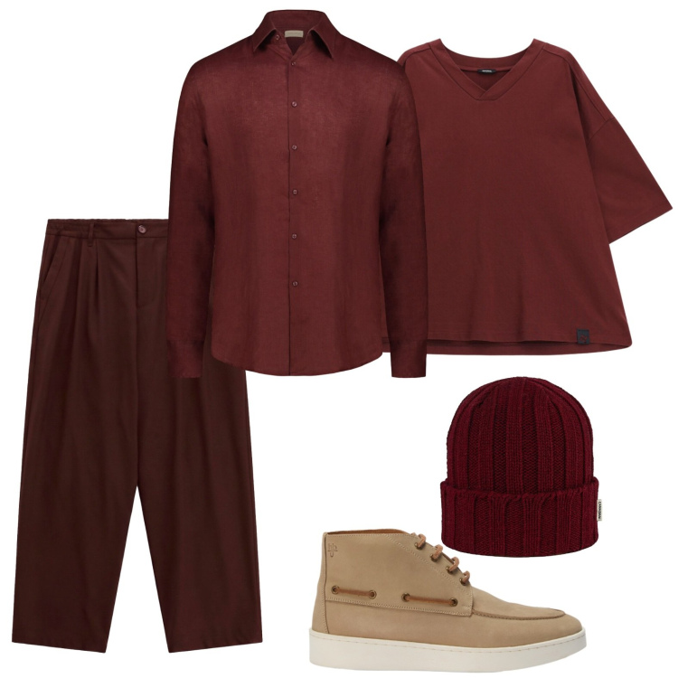 Outfit uomo - Polo a manica lunga. Stile Casual per Tutti i giorni. Abbinamento con stivali e stivaletti, pantaloni, t-shirt, camicie, berretti.
