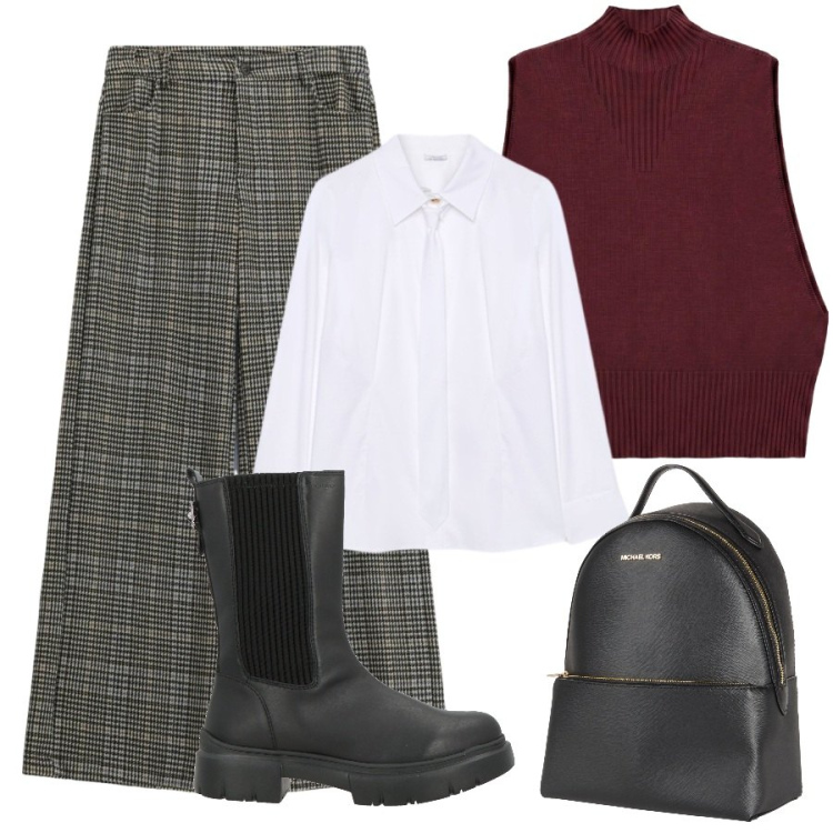 Outfit donna - Total look #2470502. Stile Urban per Scuola/Università. Abbinamento con zaini, stivaletti chelsea, maglieria, pantaloni, camicie.