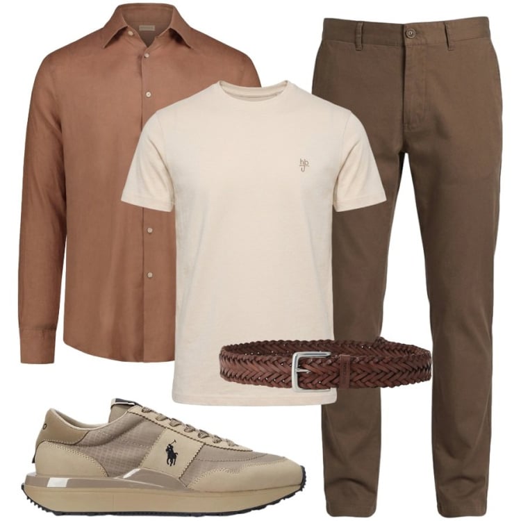 Outfit uomo - Total look #2470512. Stile Casual per Tutti i giorni. Abbinamento con pantaloni, t-shirt, cinture, camicie, sneakers.