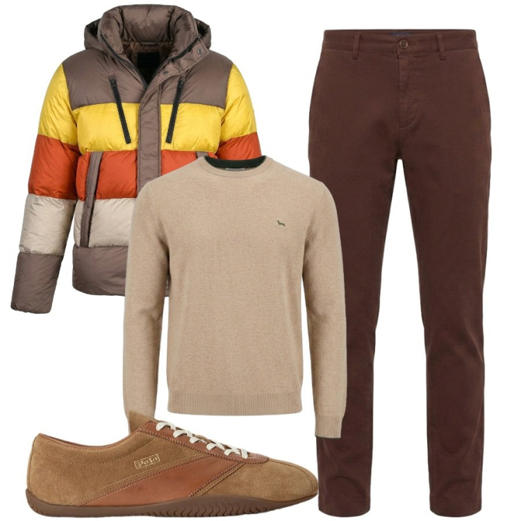 Outfit uomo - Total look #2470521. Stile Casual per Tutti i giorni. Abbinamento con maglieria, pantaloni, piumini, sneakers.