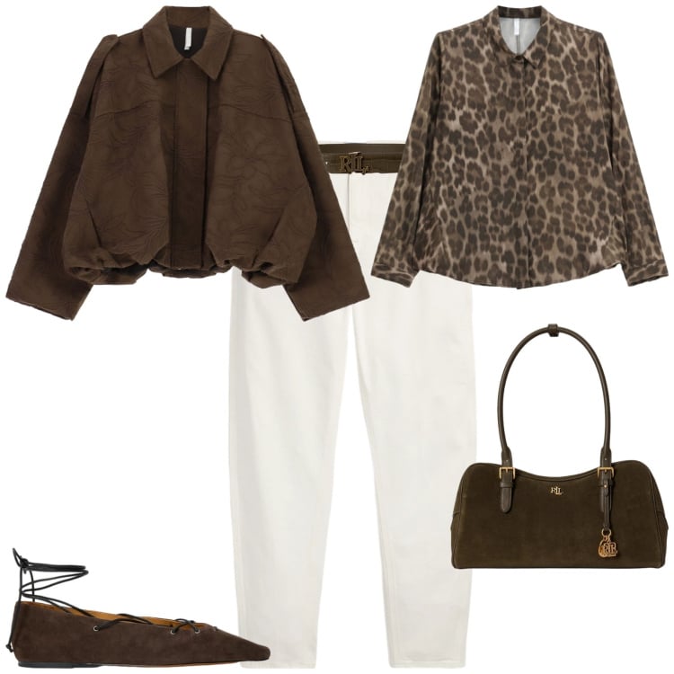 Outfit donna - Casual chic ufficio tempo libero. Stile Casual chic per Tutti i giorni. Abbinamento con bomber, camicie, borse a mano, jeans, ballerine, cinture.